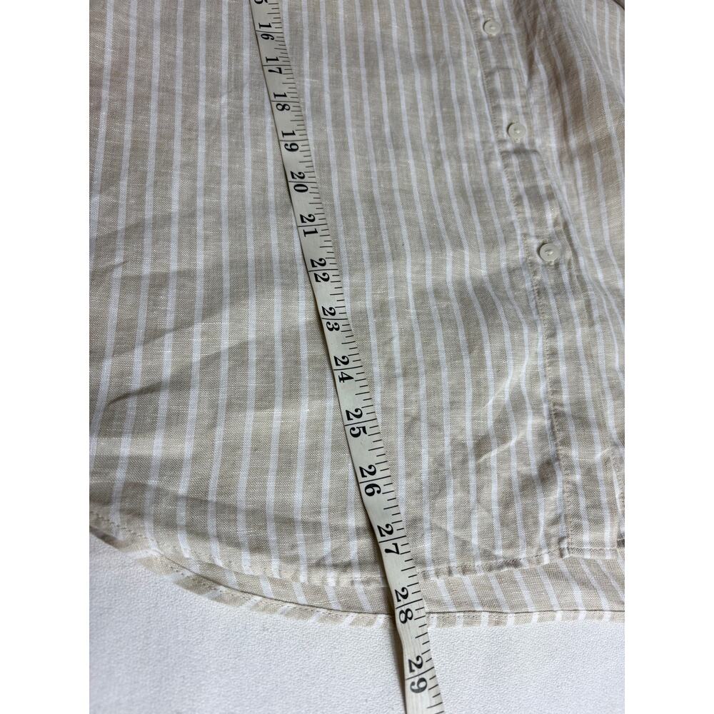 Uniqlo Womens Beige Premium Linen Shirt Striped Size XL Long Sleeve Button Down - Picture 8 of 8